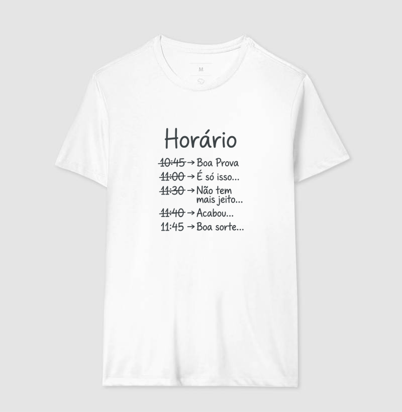 Camiseta Unissex Algodão Horário da Prova - Imagem 4