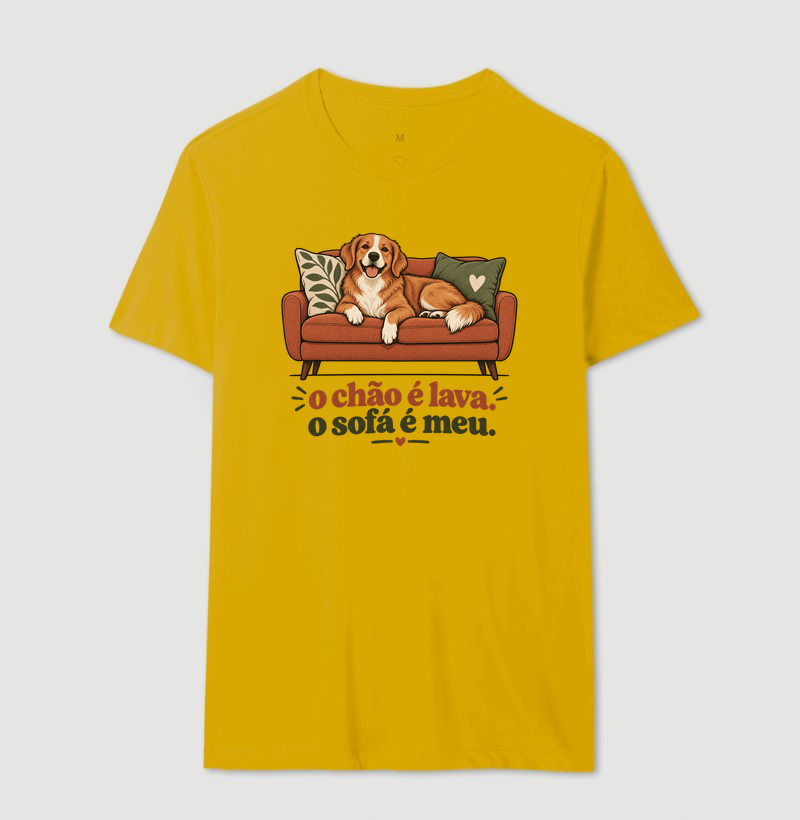Camiseta Cachorro Sofá "o chão é lava. o sofá é meu." | Pelo & Pano - Imagem 14