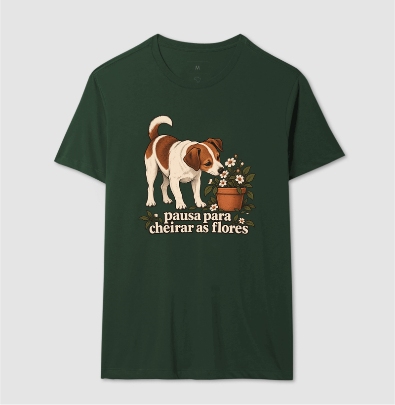Camiseta Cachorro Flores "pausa para cheirar as flores" | Pelo & Pano - Imagem 12