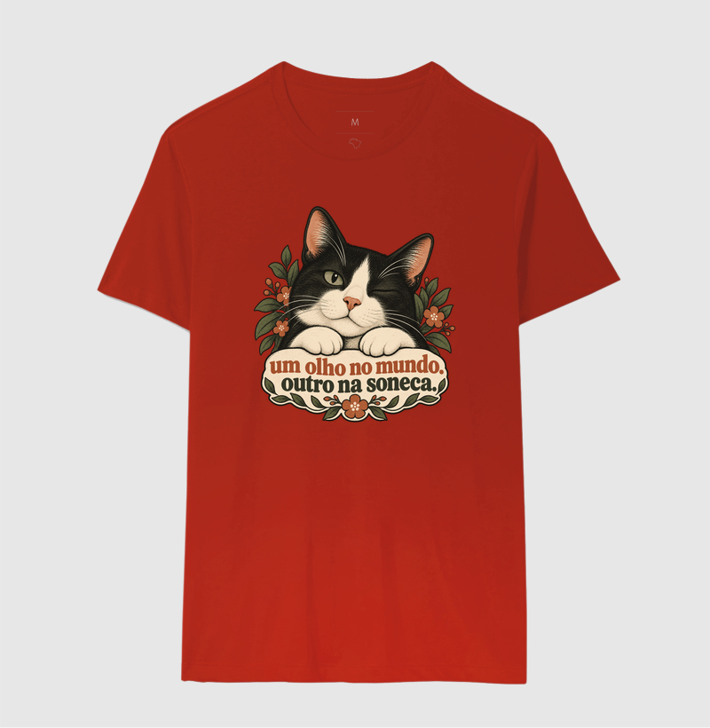 Camiseta Gato Minimalista "um olho no mundo" | Pelo & Pano - Imagem 10