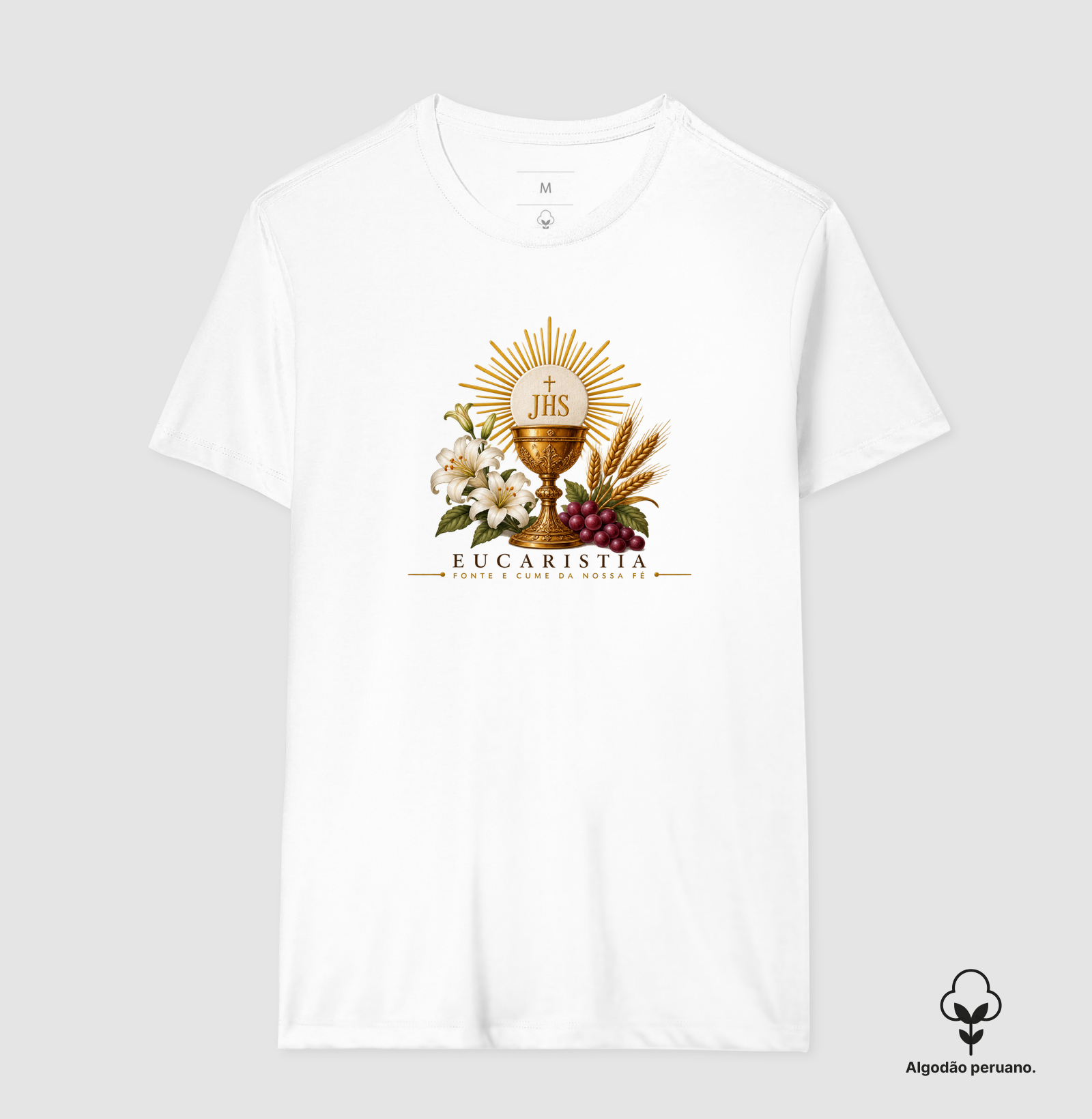 Camiseta Algodão Peruano Eucaristia, fonte e cume da nossa fé - Imagem 4