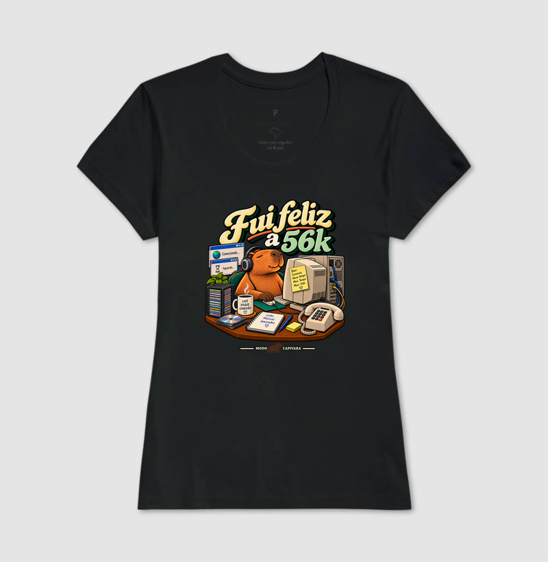 FUI FELIZ A 56K - Modo capivara - Camiseta - Imagem 5