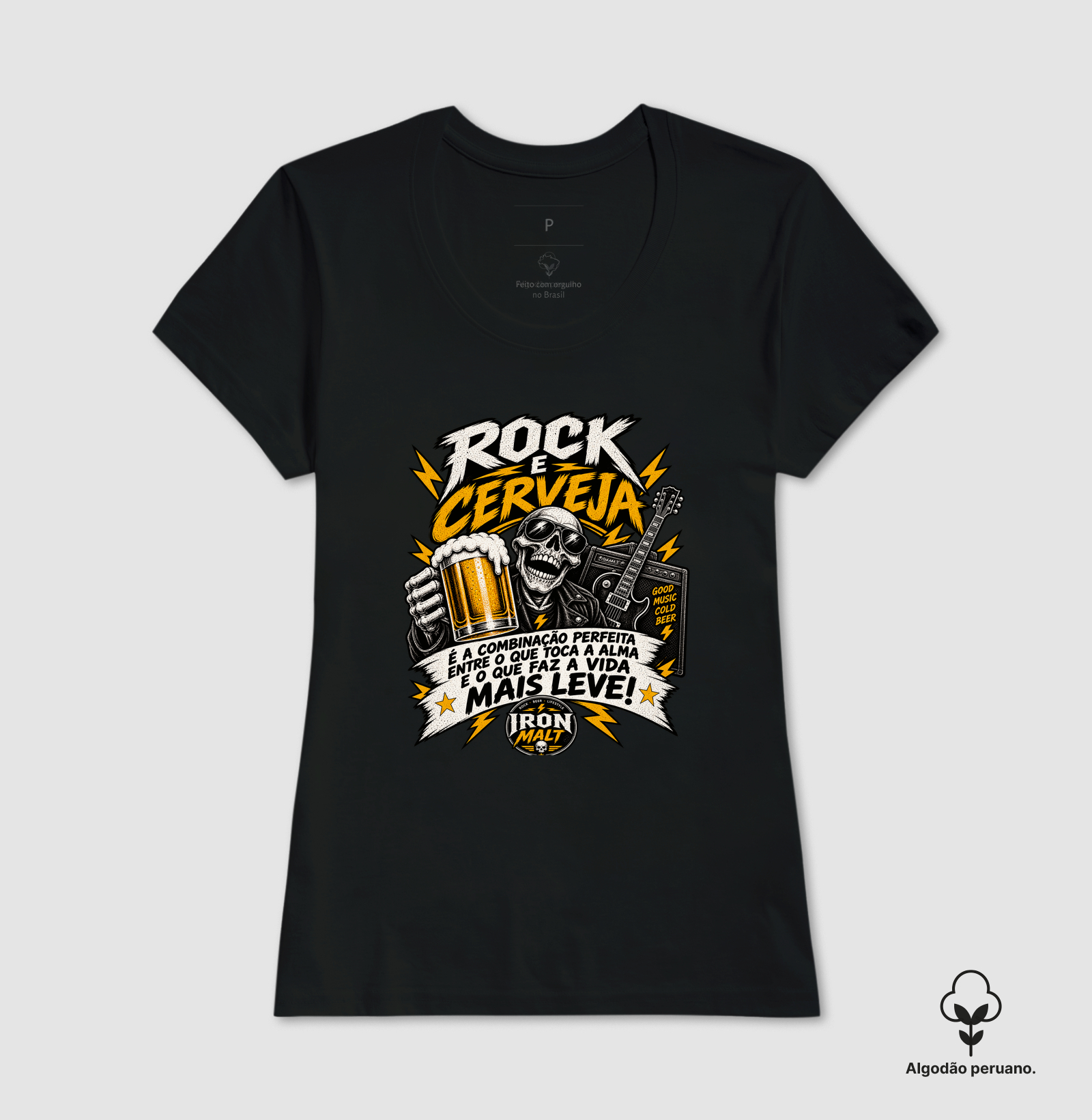 Camiseta Rock e Cerveja – Estampa Rock and Roll, Música e Cerveja - Imagem 3