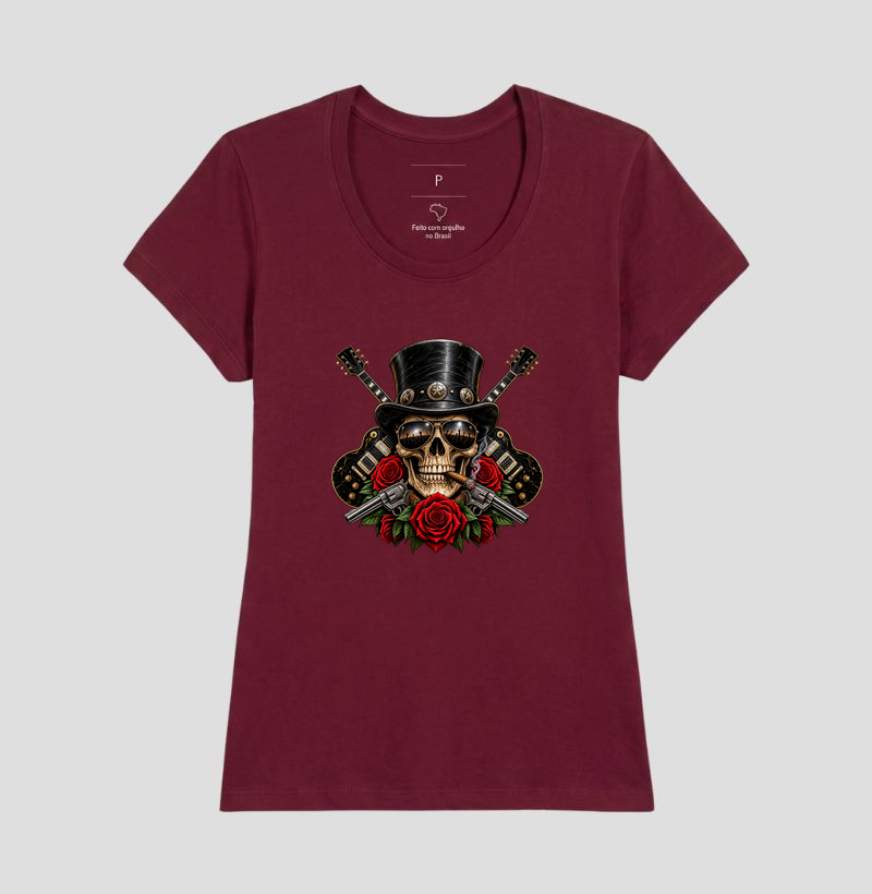 Camiseta Rock Skull com Guitarras, Rosas e Caveira – Estilo Rock’n’Roll - Imagem 19
