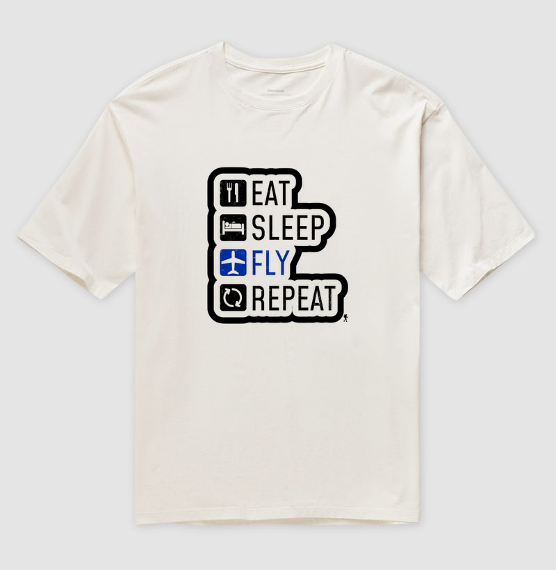 Camiseta Eat Sleep Fly Repeat | Rotina do Viajante Viciado | Colecao Viciados em Viagem - Imagem 4