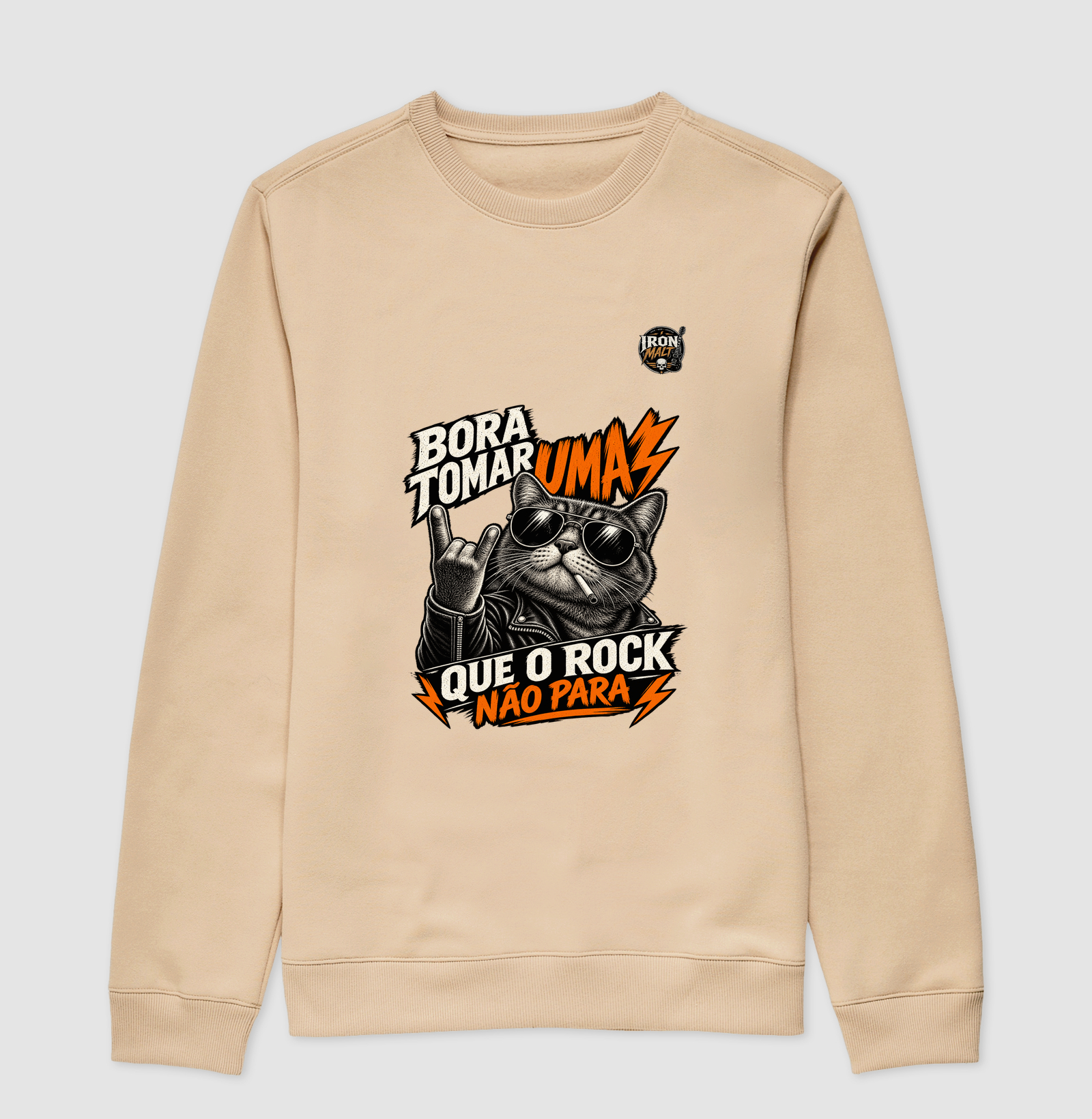 Moletom Rock Cat – Estampa Gato Rockeiro de Óculos e Jaqueta - Imagem 3