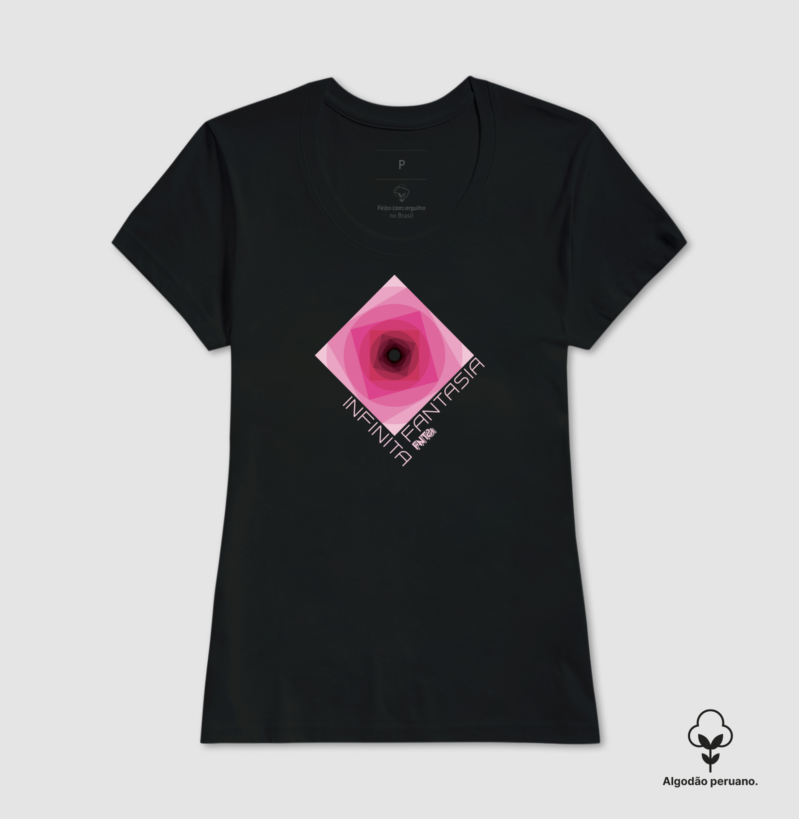 T-SHIRT "INFINITA FANTASIA" / MAGENTA ESTAMPA MÉDIA (ALGODÃO PERUANO)