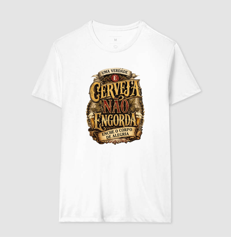 Cerveja Não Engorda | Camiseta Lúpulo e Alegria Vintage - Imagem 4