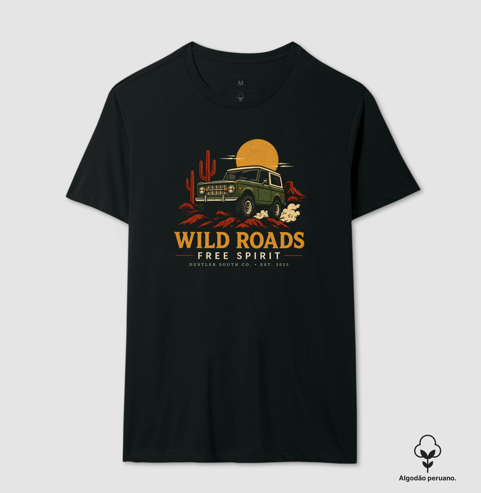 Camiseta Country Masculina Wild Roads Free Spirit Dustler South Co. Algodão Peruano Premium - Imagem 2
