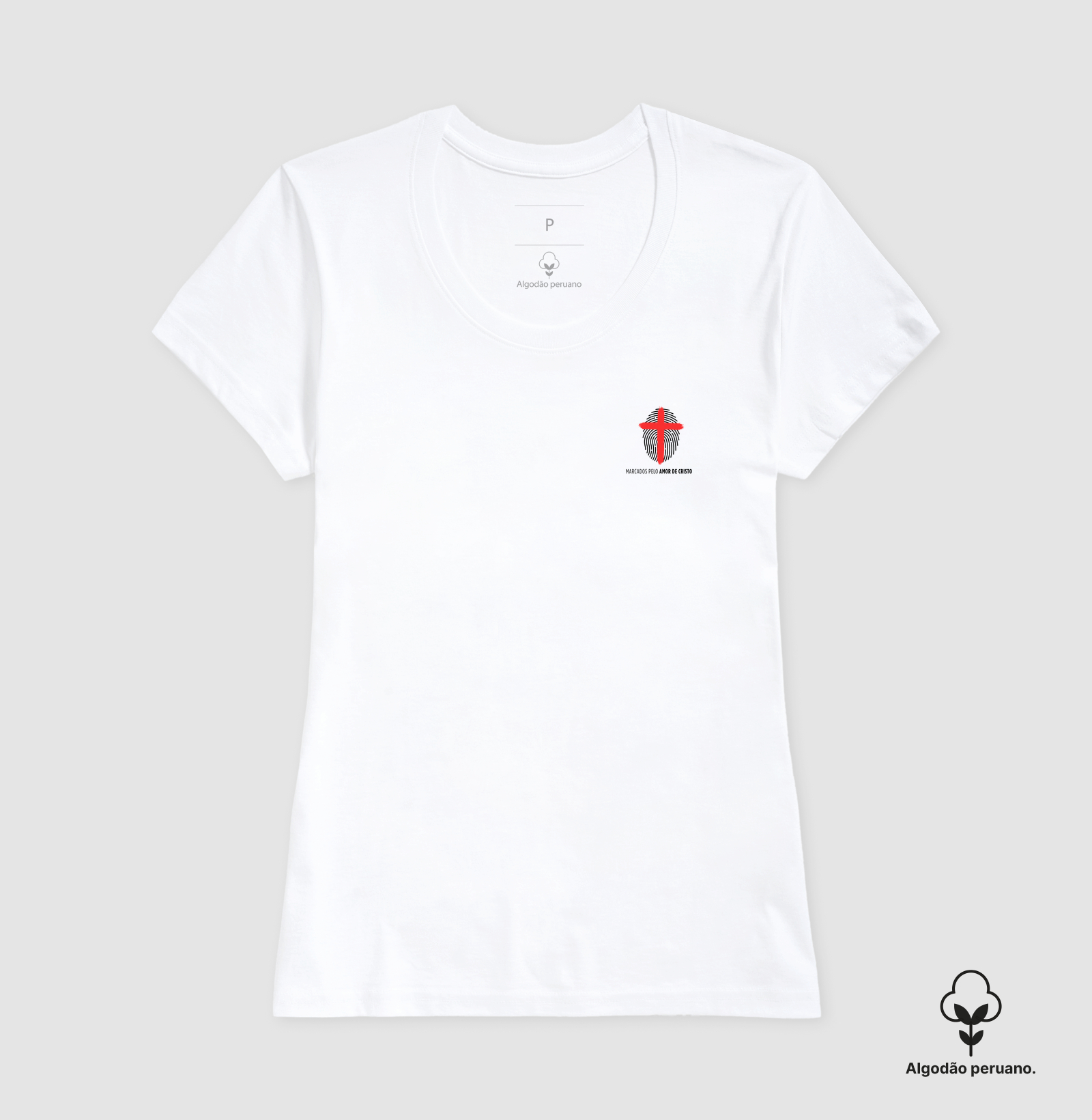 Camiseta Algodão Peruano Marcados pelo amor de Cristo. - Imagem 3