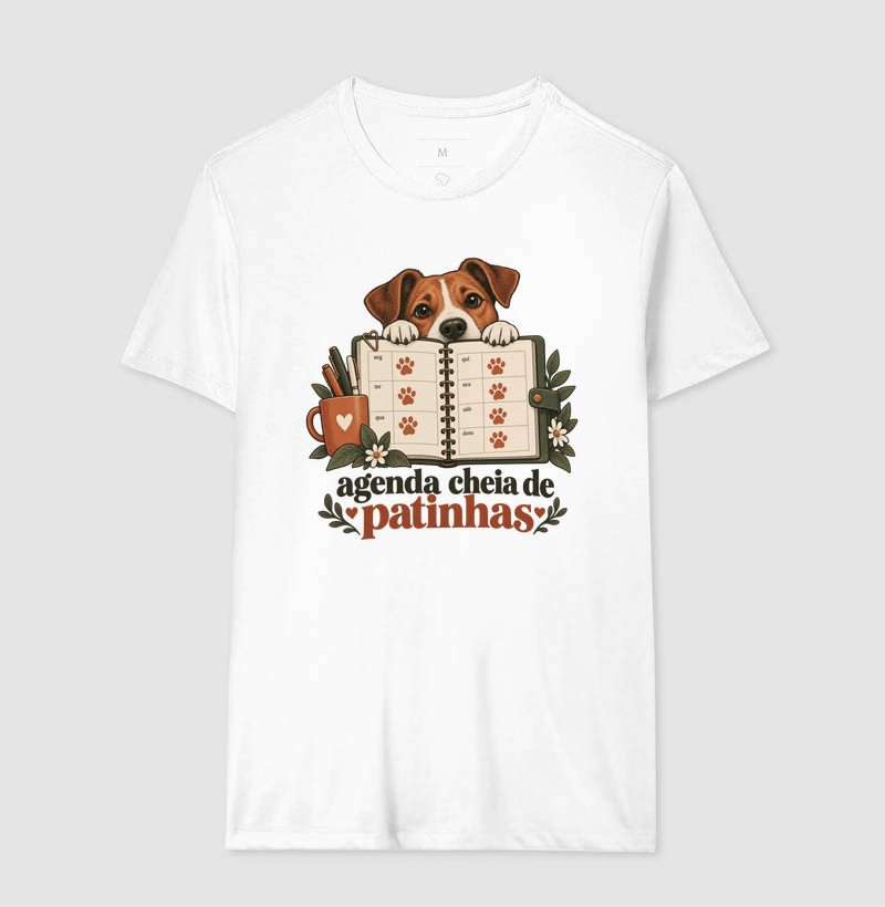 Camiseta Cachorro Rotina "agenda cheia de patinhas" | Pelo & Pano - Imagem 4