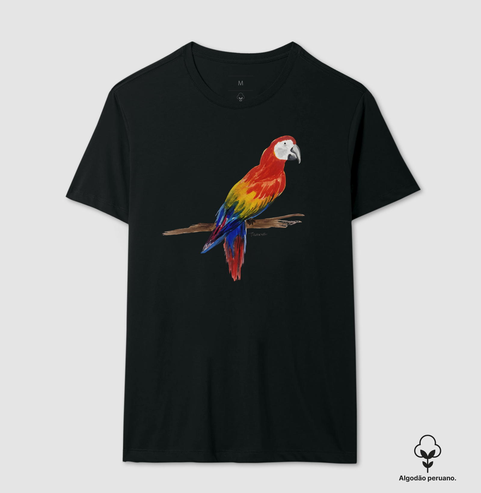 Camiseta Arara-Vermelha – Aves do Brasil - Algodão Peruano - Imagem 4