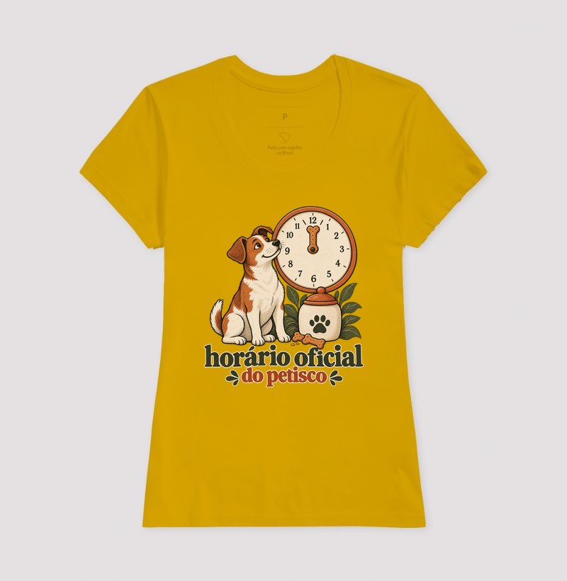Camiseta Cachorro Petisco "horário oficial do petisco" | Pelo & Pano - Imagem 15