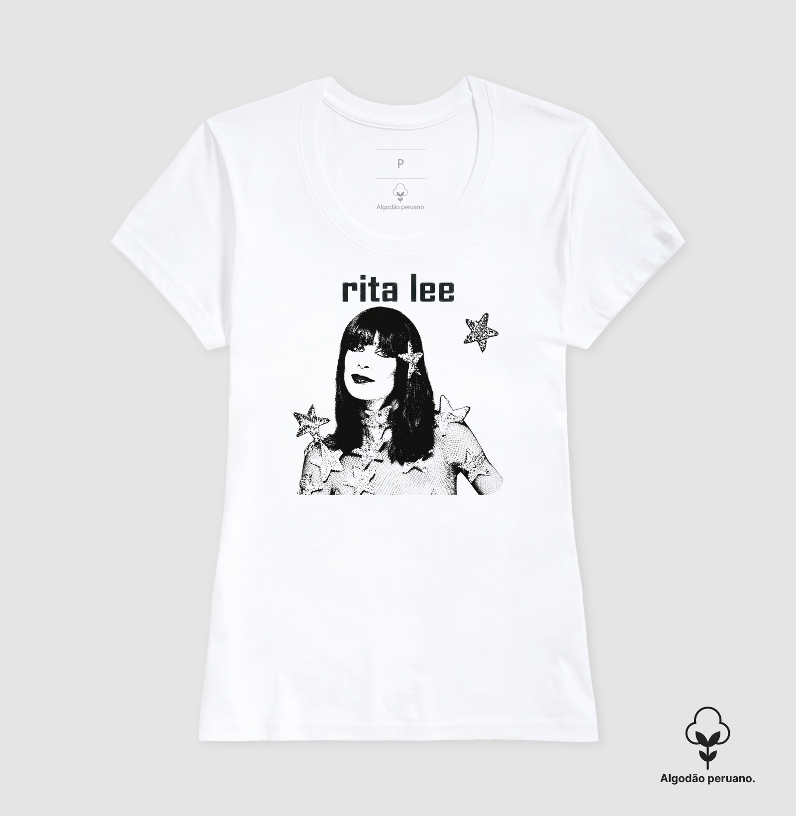 Camiseta Tributo Rita Lee Retrato Pontilhado Estrelas Rock Nacional - Imagem 4