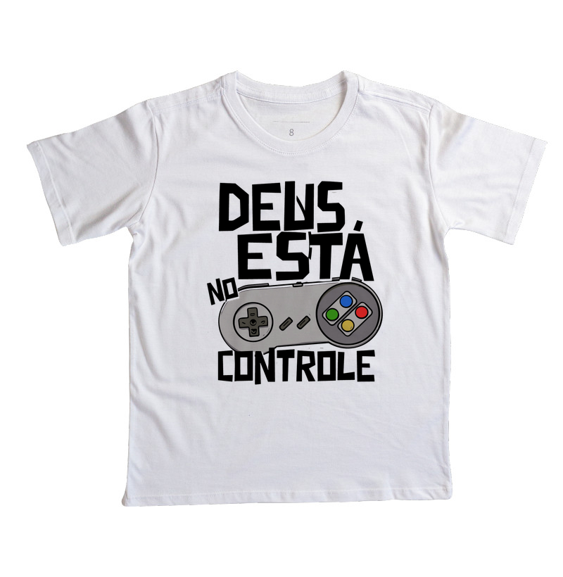 Camiseta Infantil Deus está no Controle Clássico - Imagem 2