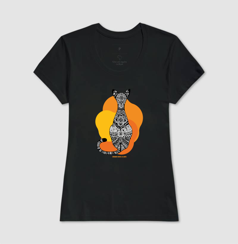 Gata de costas e fundo laranja e amarelo - Imagem 4