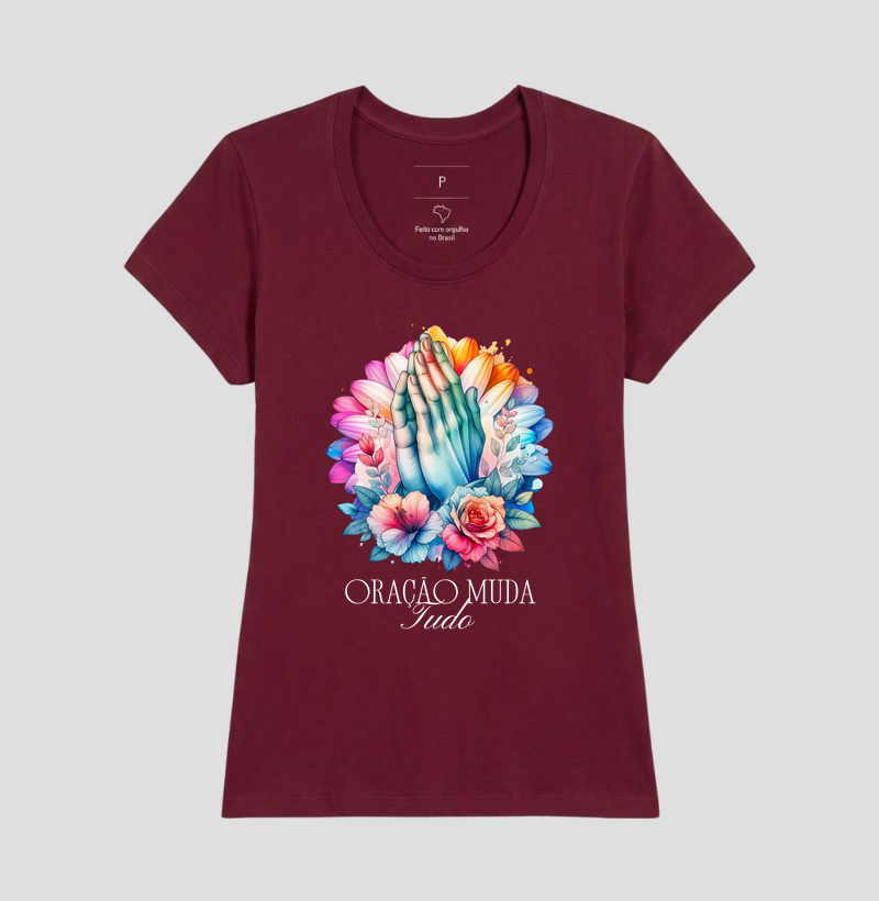 Camiseta Feminina Acinturada Oração Muda Tudo - Imagem 10
