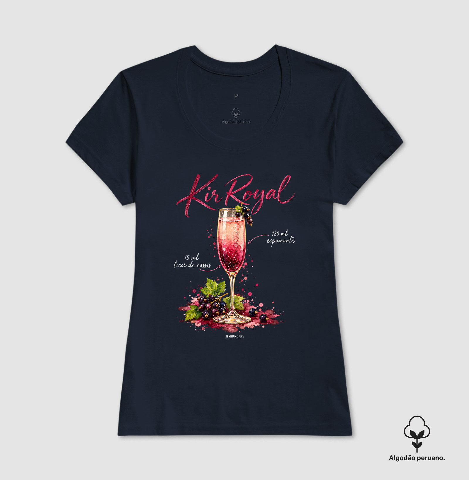 Camiseta Algodão Peruano Kir Royal – Drink com Espumante e Licor de Cassis - Imagem 6