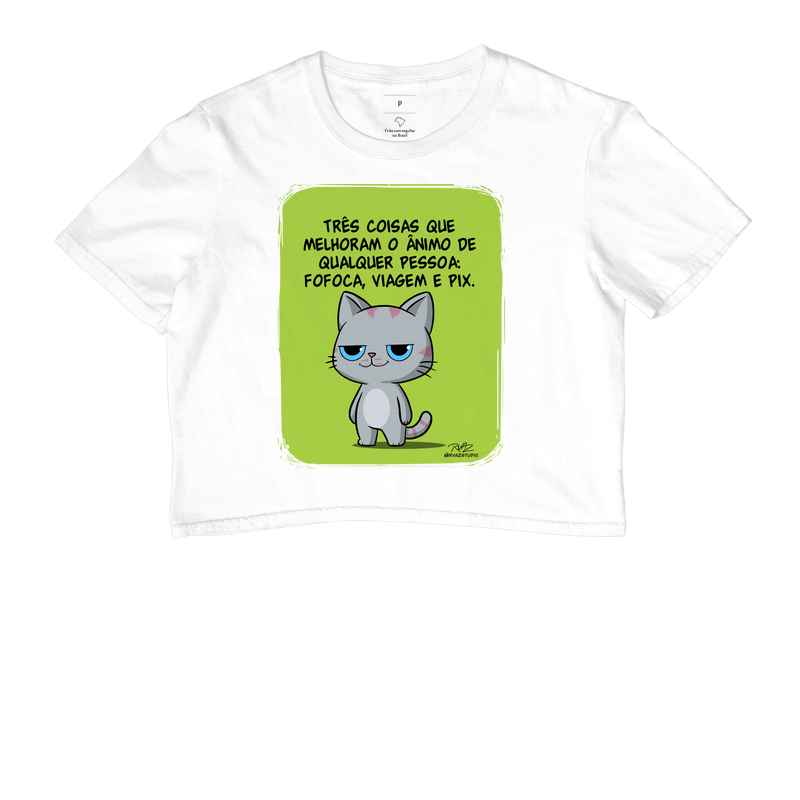 Camiseta Gato Sincero Fofoca Viagem e Pix - Imagem 3
