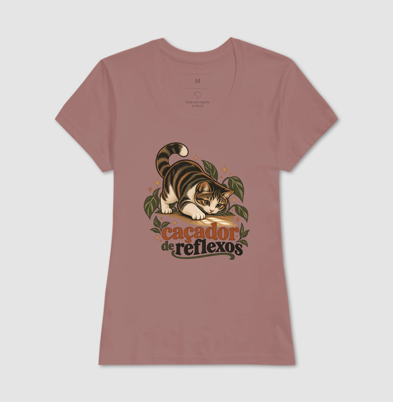 Camiseta Gato Brincando "caçador de reflexos" | Pelo & Pano - Imagem 17