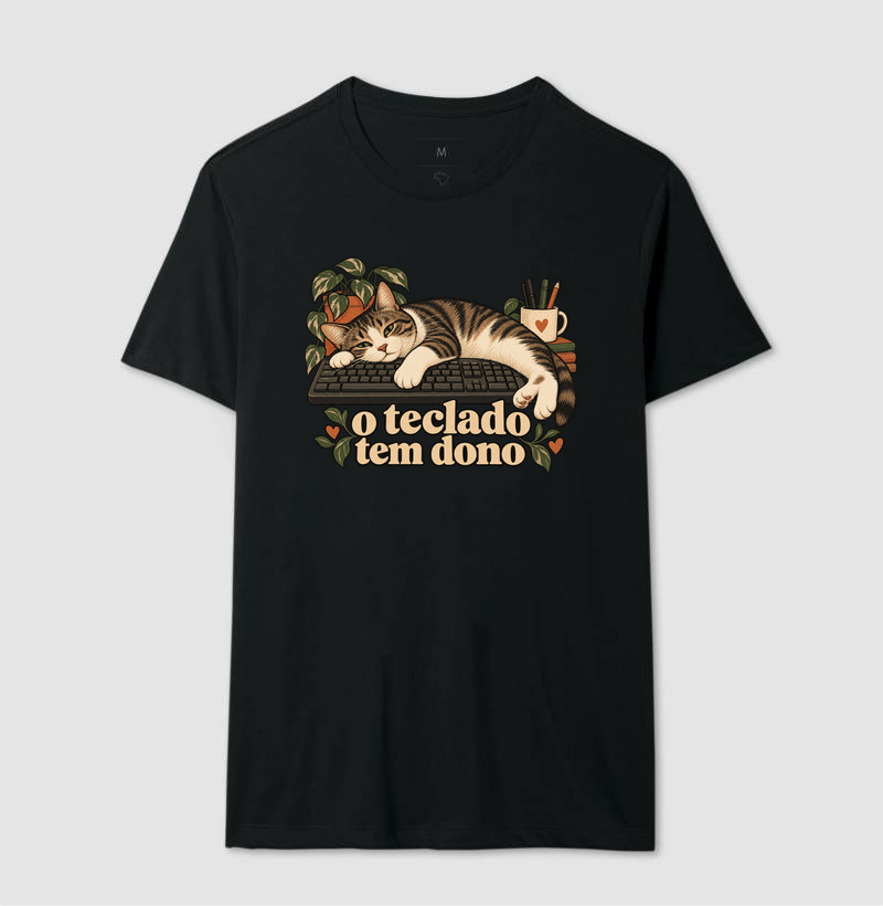 Camiseta Gato Home Office "o teclado tem dono" | Pelo & Pano - Imagem 2