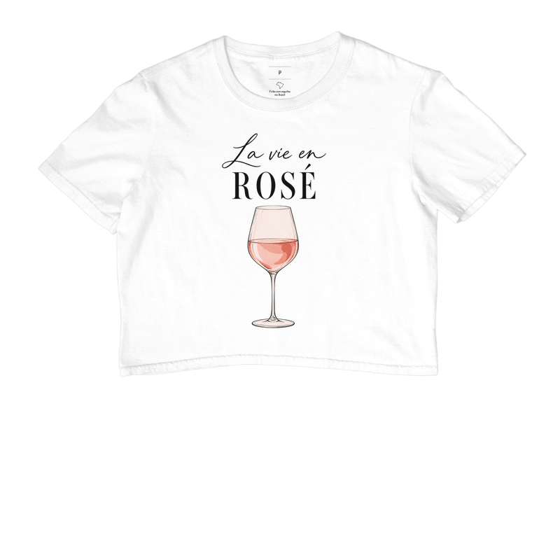 Camiseta Cropped La Vie en Rosé – Taça de Vinho Rosé - Imagem 3