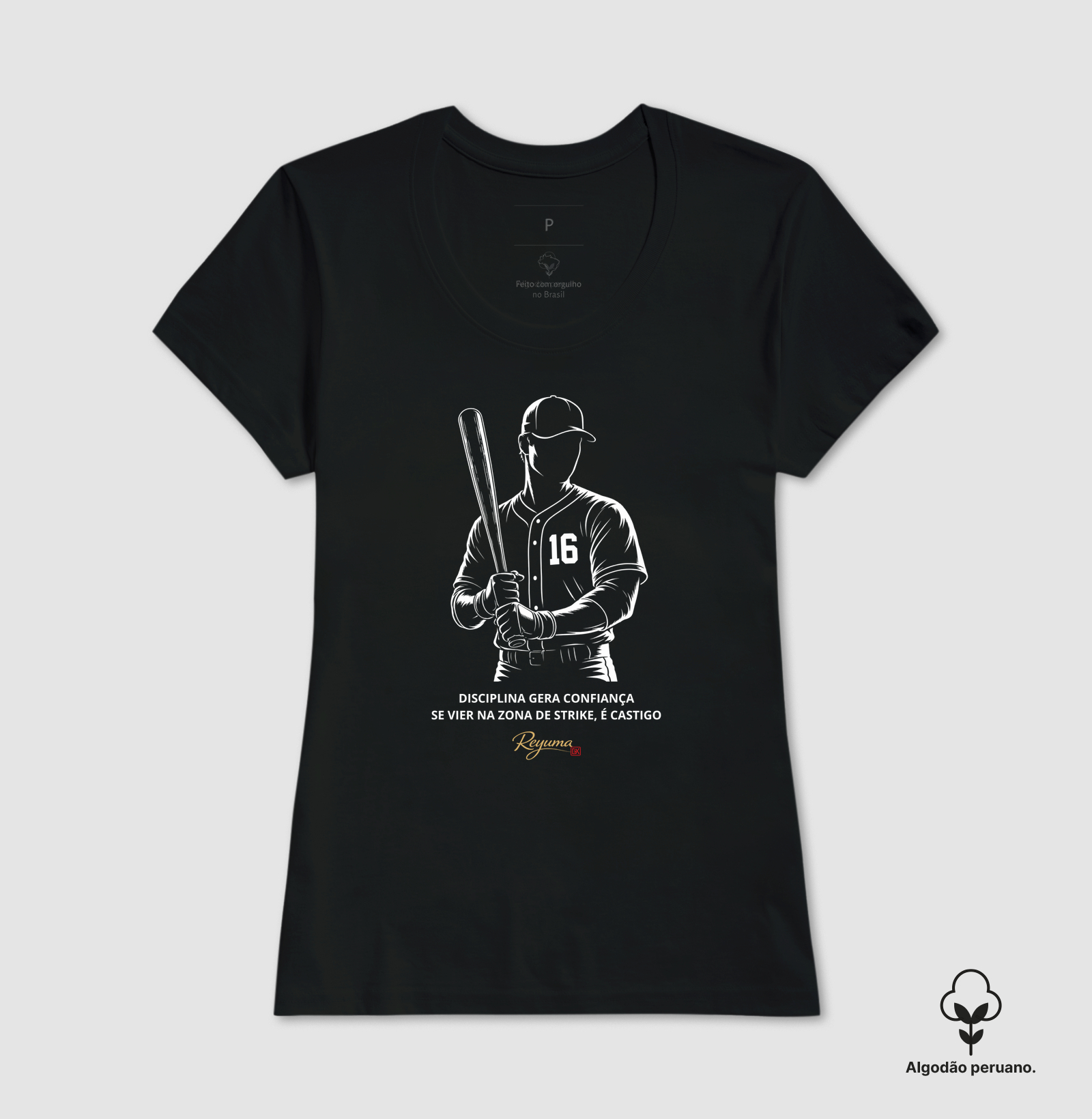 Camiseta Masculina e Feminina de Algodão Peruano Baseball "Zona de Strike"  - Imagem 3