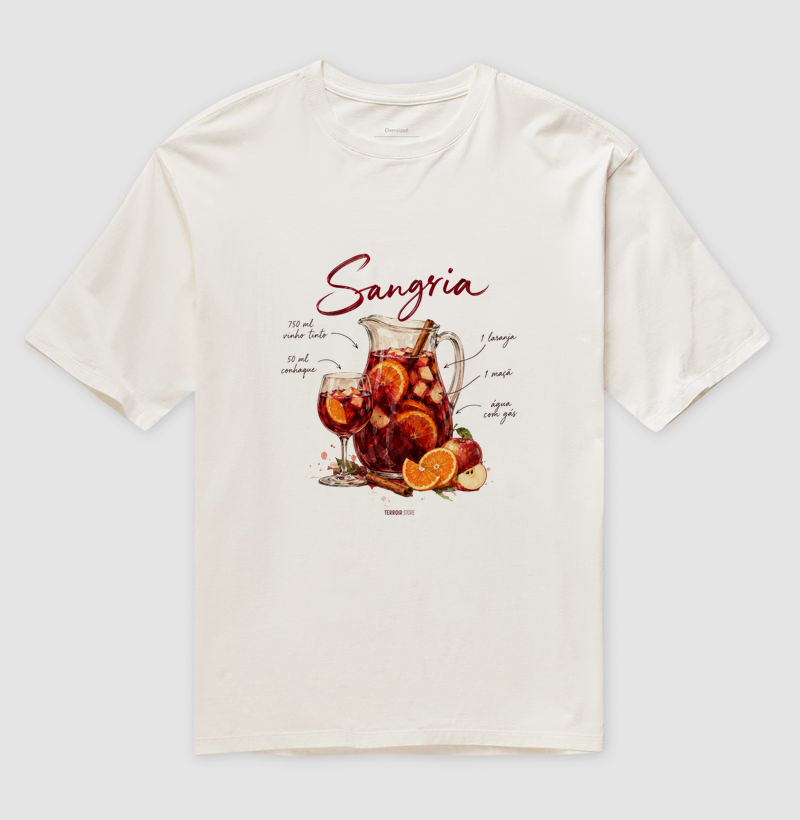 Camiseta Oversized Sangria – Drink com Vinho Tinto e Frutas - Imagem 4