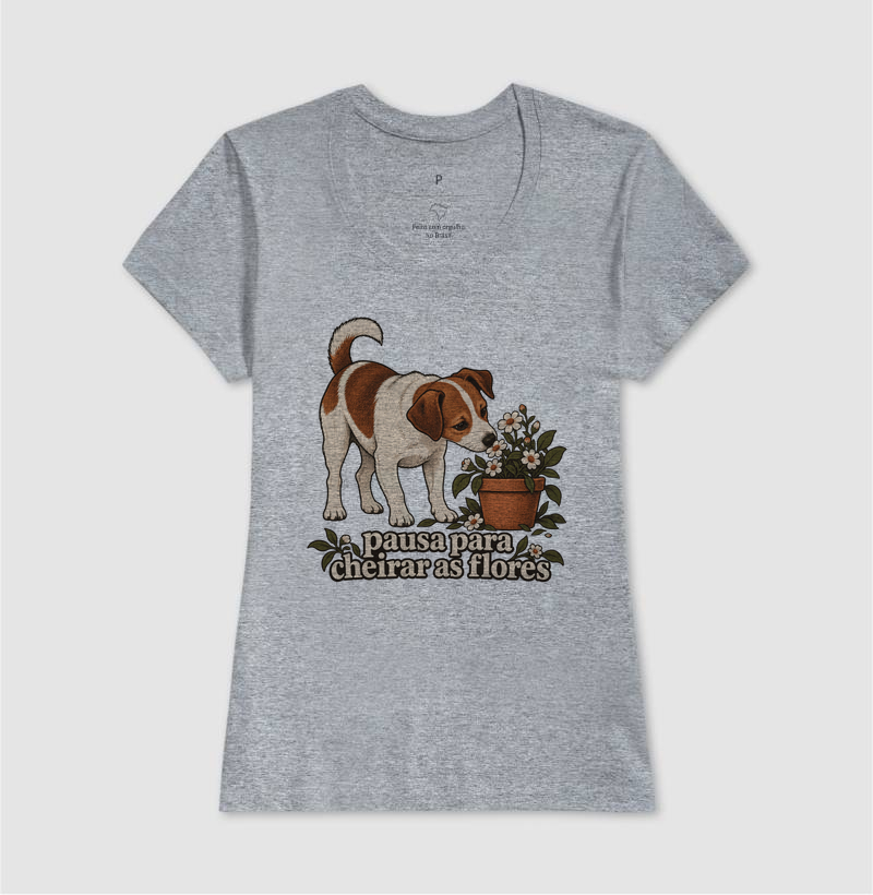 Camiseta Cachorro Flores "pausa para cheirar as flores" | Pelo & Pano - Imagem 9