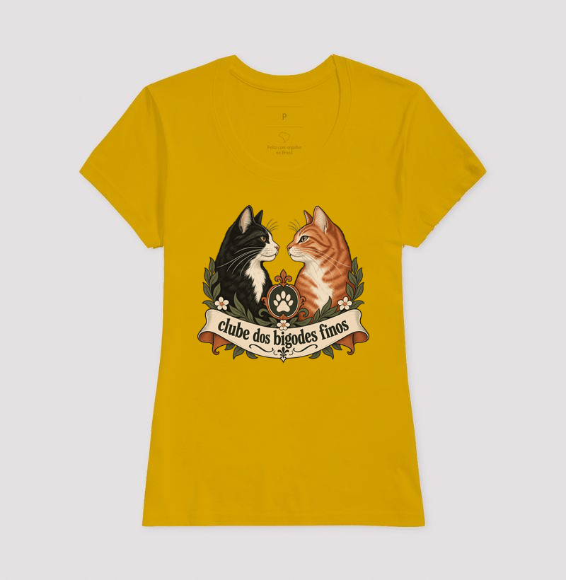 Camiseta Gato Clássica "clube dos bigodes finos" | Pelo & Pano - Imagem 15