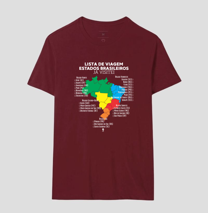 Camiseta Lista de Viagem Estados Brasileiros Ja Visitei | Mapa Brasil Auto Personalizavel | Colecao Personalizaveis - Imagem 21