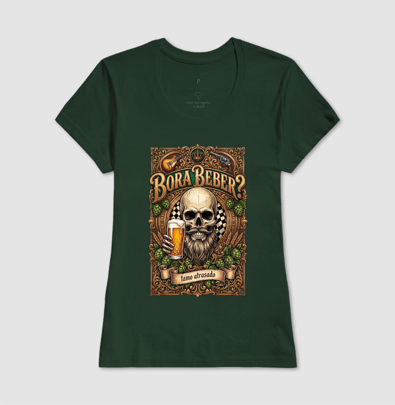 Bora Beber? Tamo Atrasado! | Camiseta Caveira Tattoo - Imagem 12