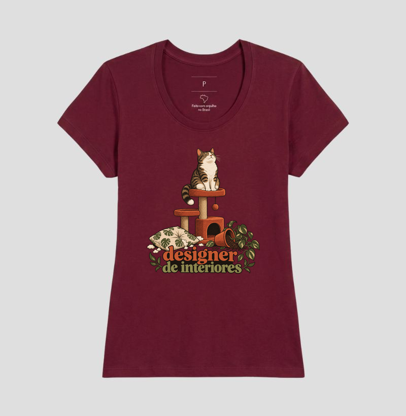 Camiseta Gato Humor "designer de interiores" | Pelo & Pano - Imagem 19