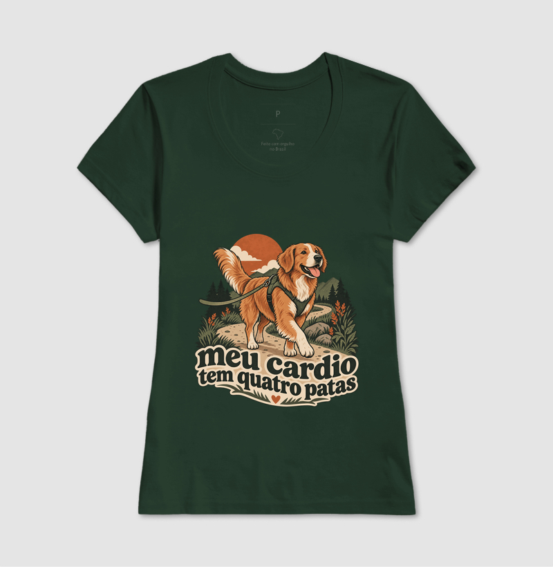 Camiseta Cachorro Passeio "meu cardio tem quatro patas" | Pelo & Pano - Imagem 14