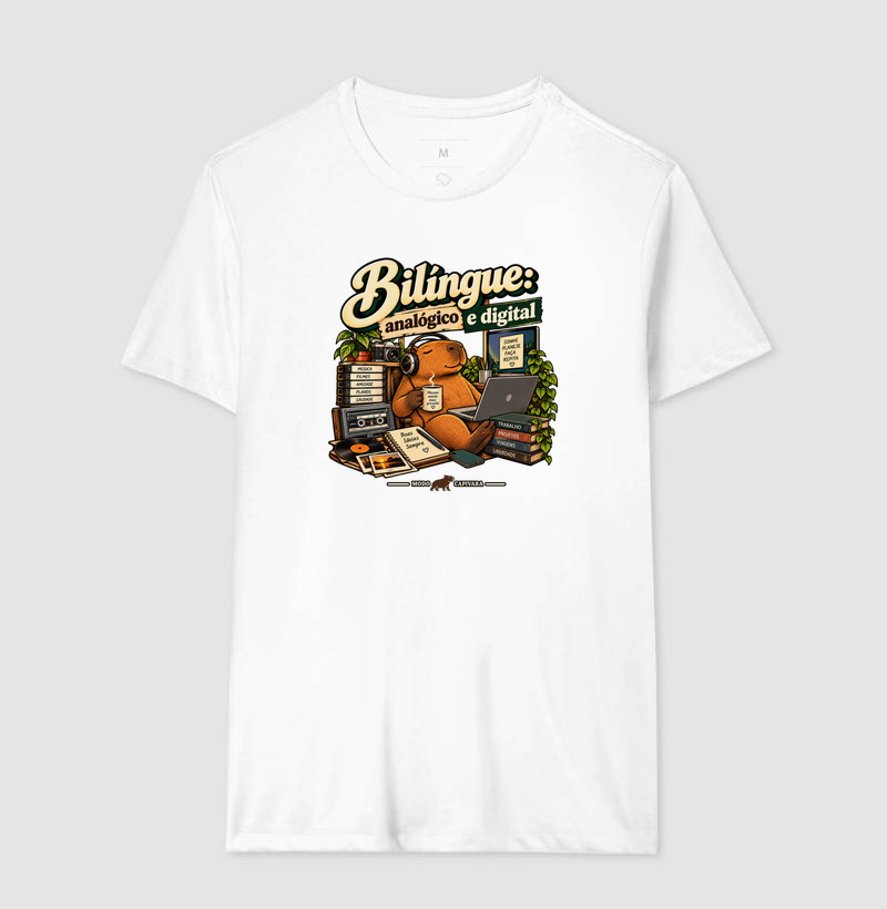 BILÍNGUE, ANALÓGICO E DIGITAL - Modo Capivara - Camiseta - Imagem 6