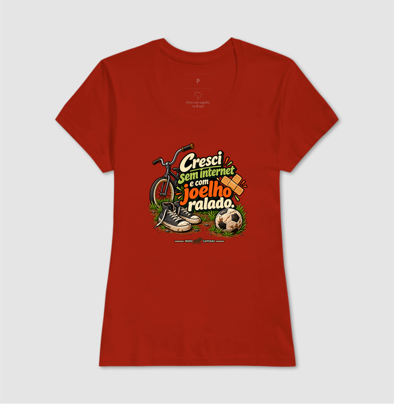 CRESCI SEM INTERNET E COM JOELHO RALADO - Modo capivara - Camiseta - Imagem 13
