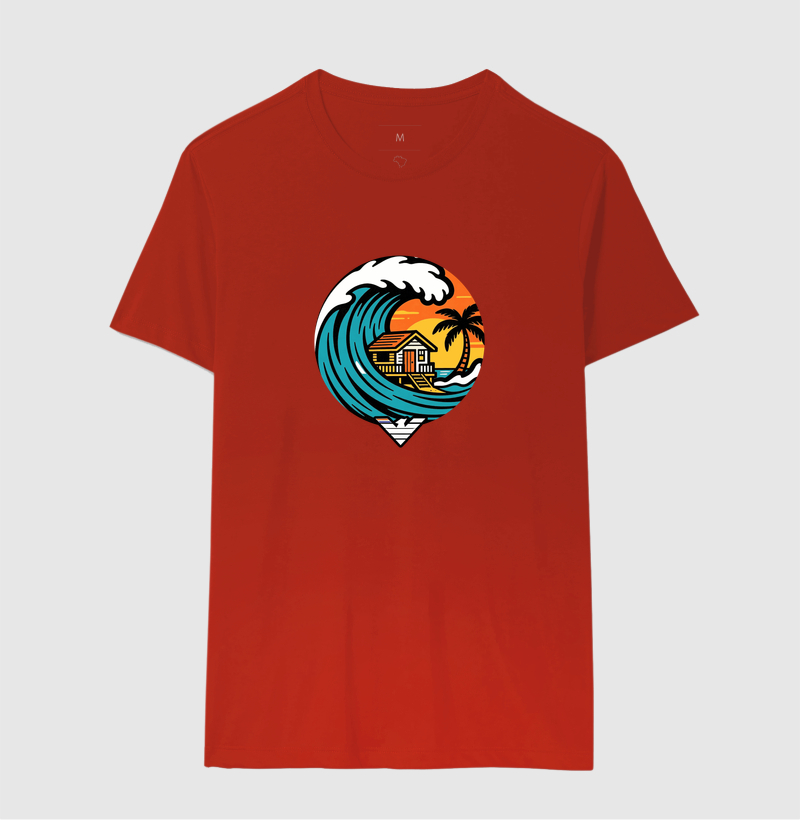 Paraíso no mar - estampa exclusiva.  Sente a brisa, ouça o som das ondas e leve a vibe do paraíso pra onde você for! Mais que uma camiseta - é levar o paraíso com você todo dia. - Imagem 10