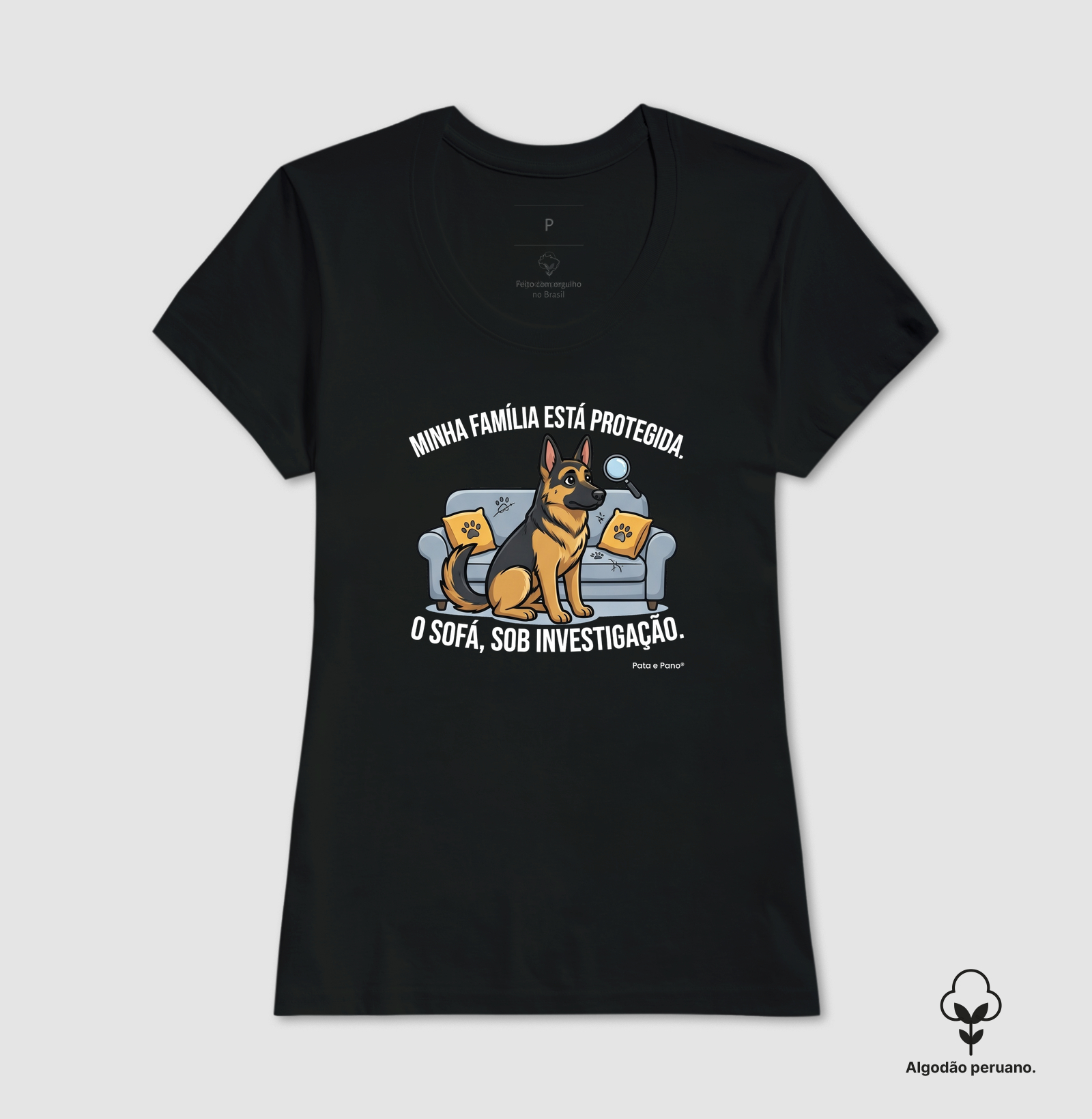 CAMISETA ALGODÃO PERUANO PASTOR ALEMÃO CORAÇÃO MOLE - Imagem 7