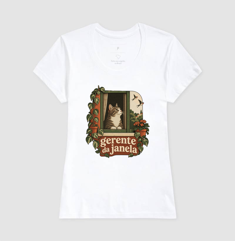 Camiseta Gato Janela "gerente da janela" | Pelo & Pano - Imagem 5