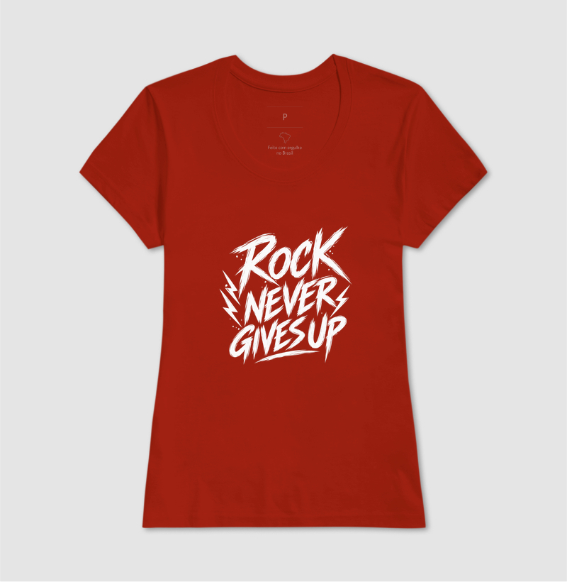 Camiseta Rock Never Gives Up – Estampa Rock em Letras Brancas Estilo Vintage - Imagem 11