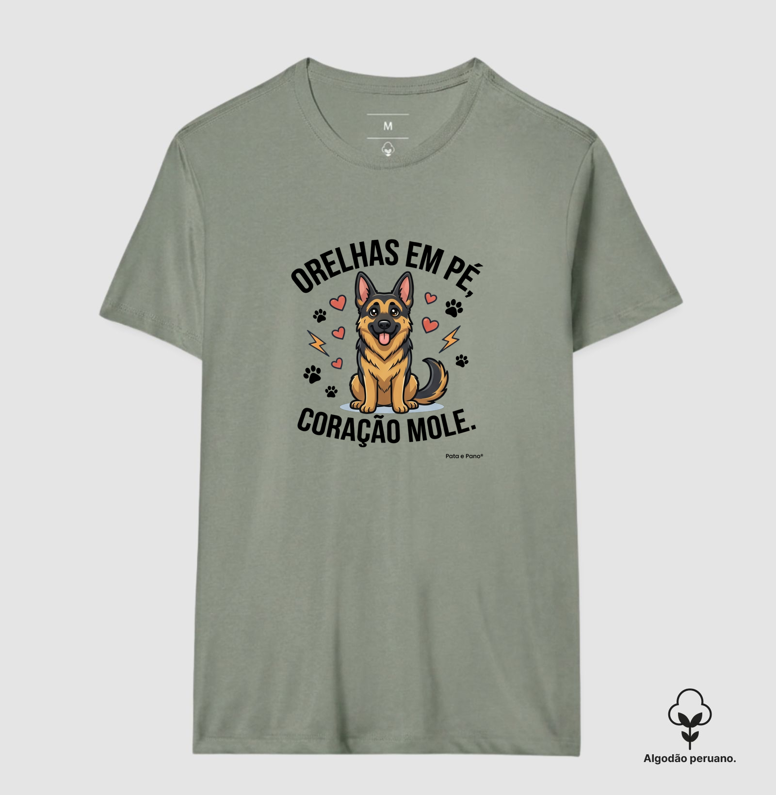 CAMISETA ALGODÃO PERUANO PASTOR ALEMÃO CORAÇÃO MOLE - Imagem 3