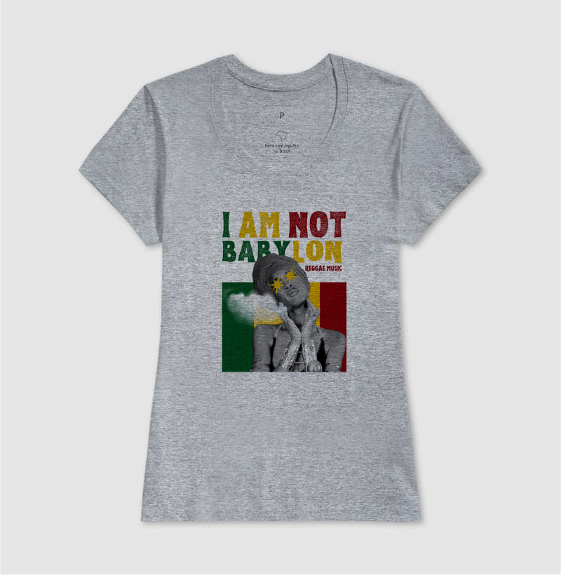 Camiseta I Am Not Babylon!  Coleção Reggae. Masculina e feminina. Algodão Premium. - Imagem 9