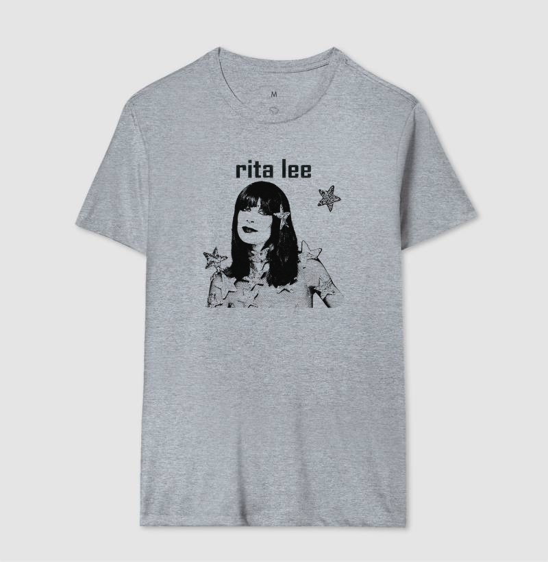 Camiseta Unissex de Algodão Rita Lee Estampada em Preto e Branco - Imagem 3