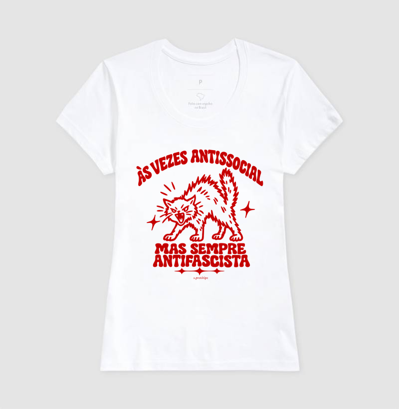 Camiseta Às Vezes Antissocial, Mas Sempre Antifascista (a virada) - Imagem 5