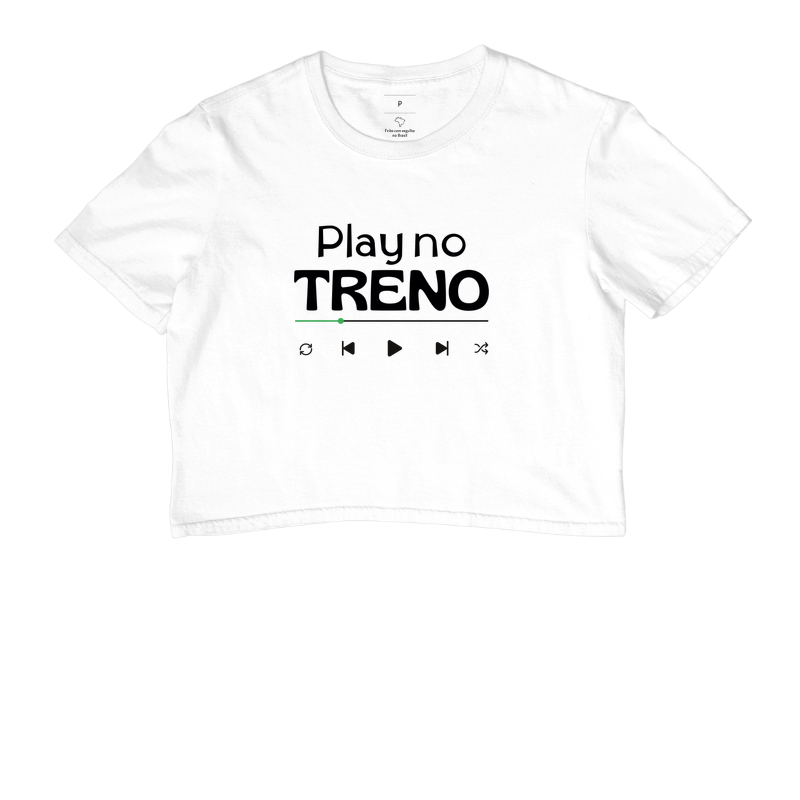 Play no TRENO | Não Existe Treino Sem Música | Cropped Fitness Feminino - Imagem 3
