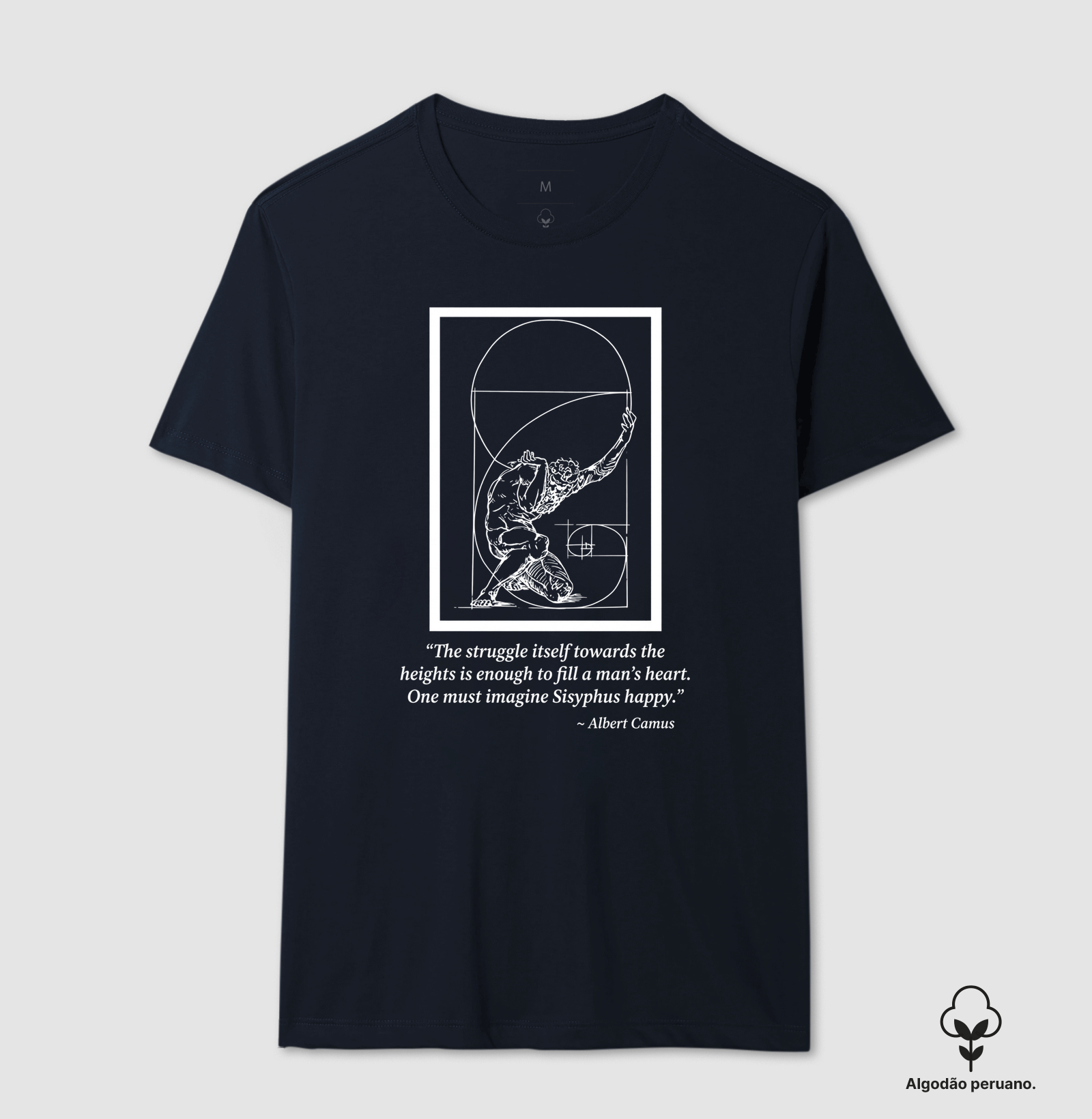Camiseta Filosofia Mito de Sísifo Albert Camus Algodão Peruano  - Imagem 3