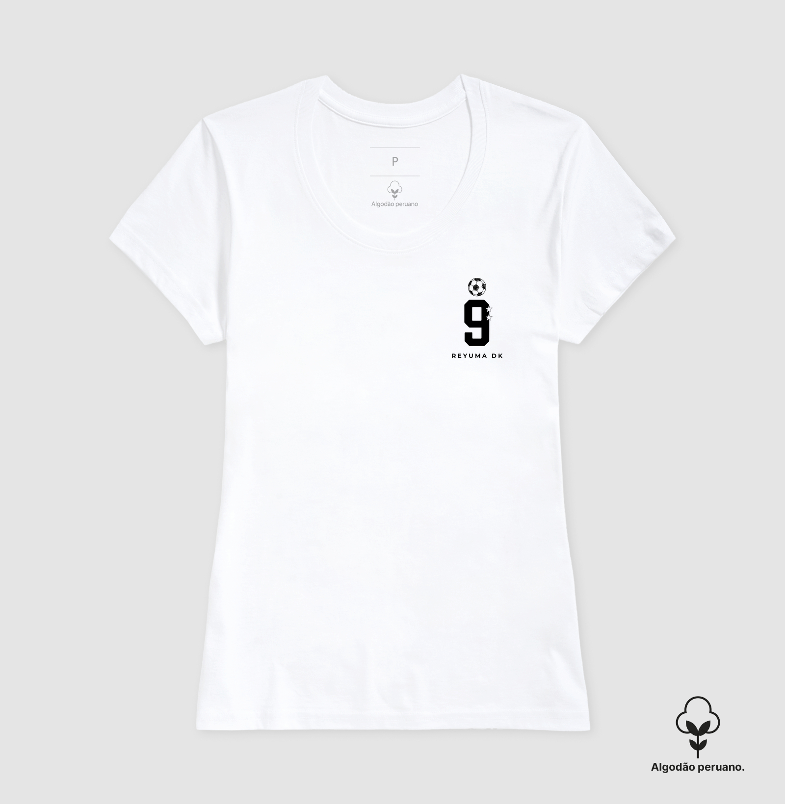 Camiseta Masculina, Feminina, Babylook e Unissex de Algodão Peruano Futebol "Artilheiro #9"  - Imagem 3