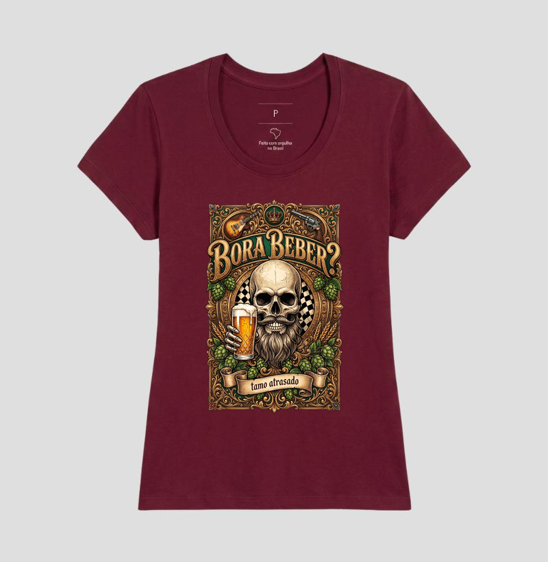 Bora Beber? Tamo Atrasado! | Camiseta Caveira Tattoo - Imagem 18