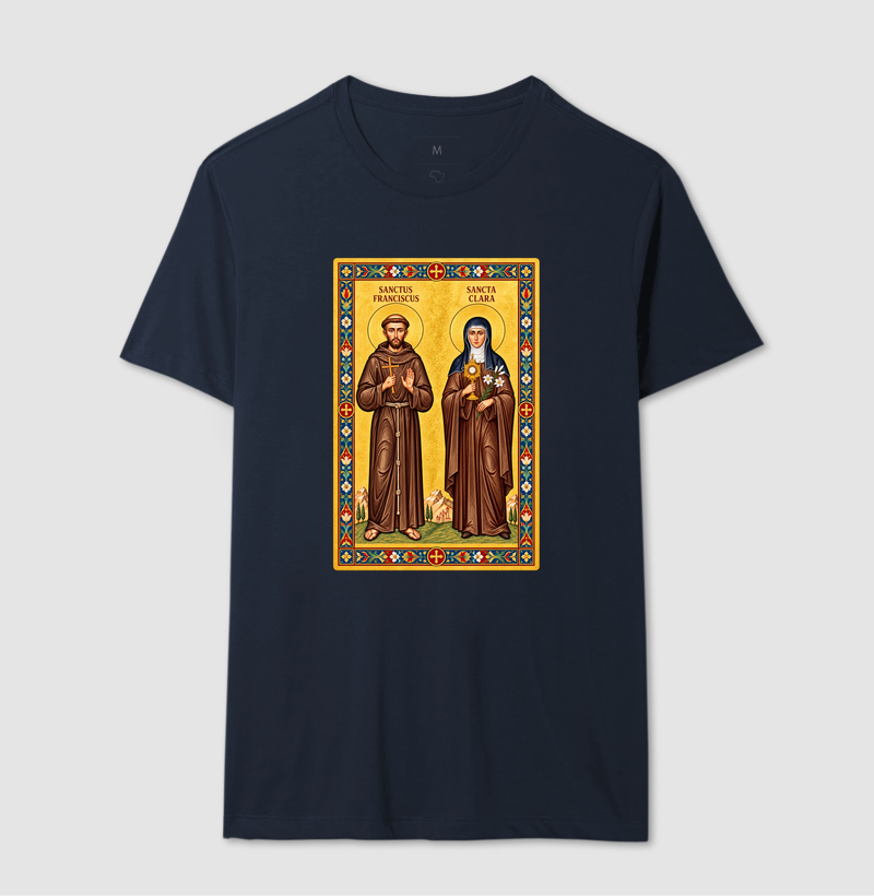 Camiseta São Francisco e Santa Clara de Assis Moldura - Imagem 6