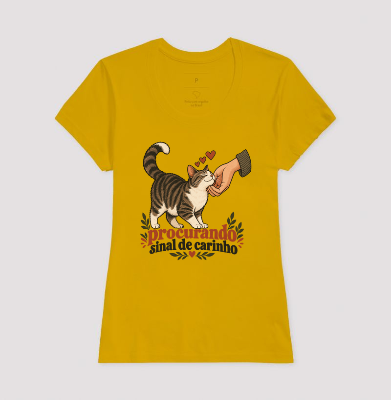 Camiseta Gato Carinho "procurando sinal de carinho" | Pelo & Pano - Imagem 15